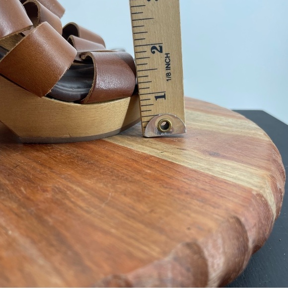 Madewell 1937 Strappy brown Leather Sandals Wood clog Heel Sz 8 - Picture 9 of 10